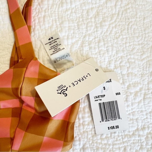 LSPACE X SEAESTA SEASIDE GINGHAM Jess Bikini Top & Bottom SET Plaid Size Small S - Picture 4 of 6